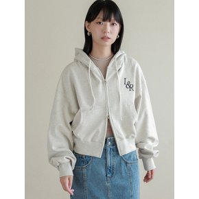 Lossy Big Logo Crop Hood Zip-up Oatmeal