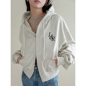 Lossy Big Logo Crop Hood Zip-up Oatmeal