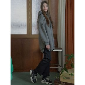Logo Hooded Long T-Shirt - CHARCOAL (기모)