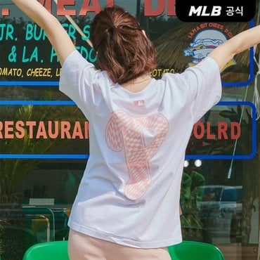 MLB [코리아공식]체커보드 클리핑 로고 오버핏 반팔 티셔츠 PHI (White)