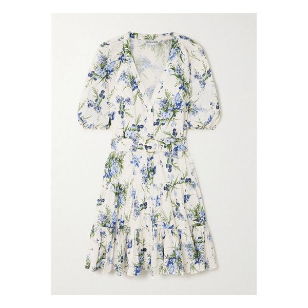 베로니카비어드 드웨이 벨트 티어드 플로럴 코튼 거즈 미니 드레스 1647597336245452