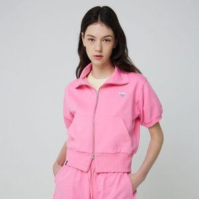 W CROP SWEAT ZIP UP [PINK]