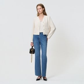 사이드 배색 브이넥 버튼 자켓 BE26W2FRJ1192