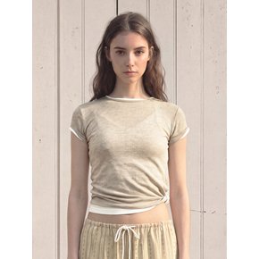 HAN SHEER CAP SLEEVE T-SHIRT (BEIGE)