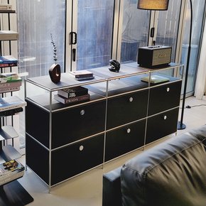 나무뜰x던에드워드 팔레트 컬러 커스텀 모듈 미드센츄리 1800 선반 서랍 높은 거실장 RAC530C