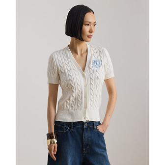 로렌 랄프 로렌 케이블 니트 코튼 숏 슬리브 카디건(WMLRSWESN820199100)