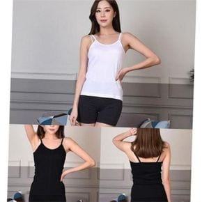 여성 민소매 골지 끈 나시 데일리 Slim핏 레이어드 여름 이너 베이직