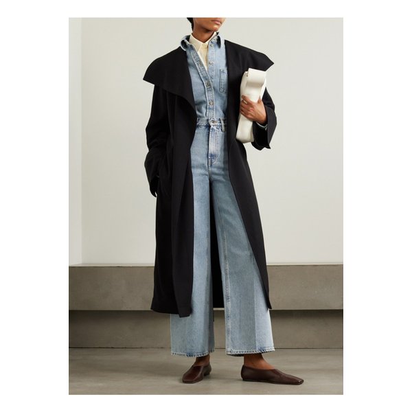 벨트 트윌 코트 블랙