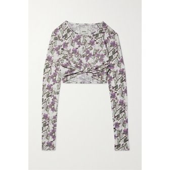 이자벨마랑 지네아 크롭 트위스트 프린트 저지 탑 화이트 1647597289953306