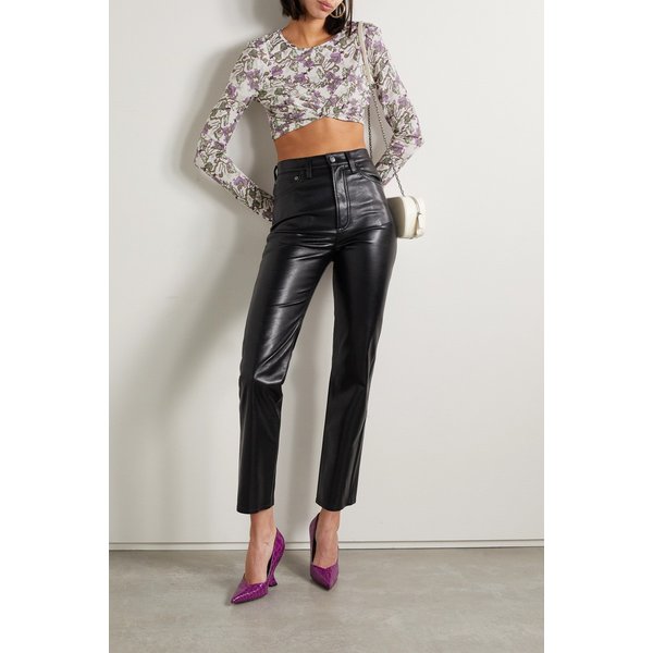 지네아 크롭 트위스트 프린트 저지 탑 화이트 1647597289953306