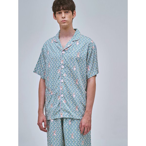 텐셀 모달 원더랜드래빗 반팔 세트 남성 잠옷