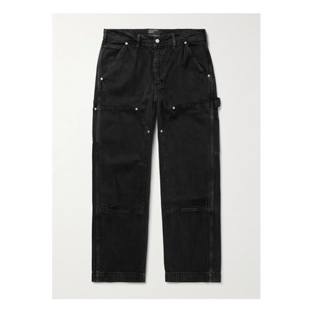 ENFANTS RICHES DEPRIMES 앙팡 리쉬 데프리메 스트레이트 디스트레스 패널 헤링본 데님 팬츠 블랙 1647597359718199