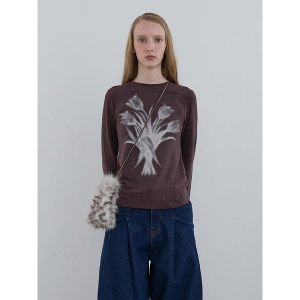 Romantic Jersey Top Dark Brown