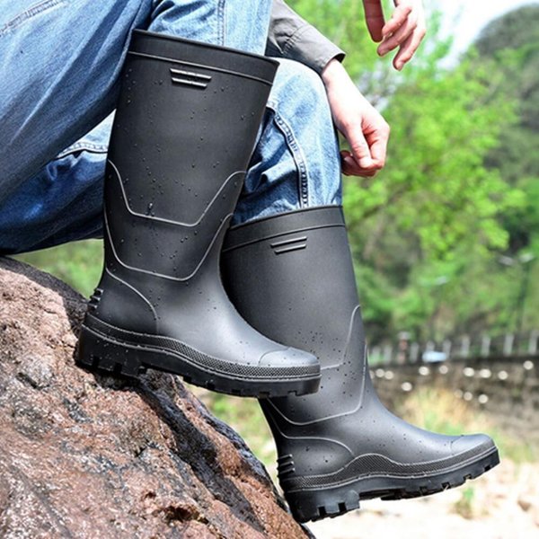 [옷자락] 남자 아웃도어 방수 논스립 레인부츠 블랙 장화