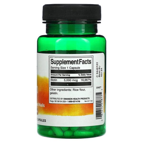 미국직구 Swanson 스완슨 비오틴 5000mcg 100캡슐