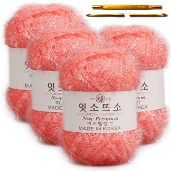 잇소뜨소 [정품][잇소뜨소] 심쿵하트 테마 수세미실 국산 큰용량 90g 4p+도면+코바늘, 6종세트, 716m(4p)