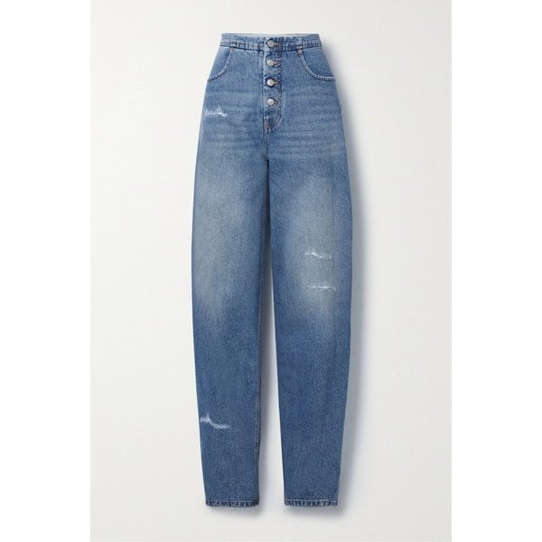 MM6메종마르지엘라 디스트레스드 하이 라이즈 테이퍼드 진 미드 데님 1647597289616079