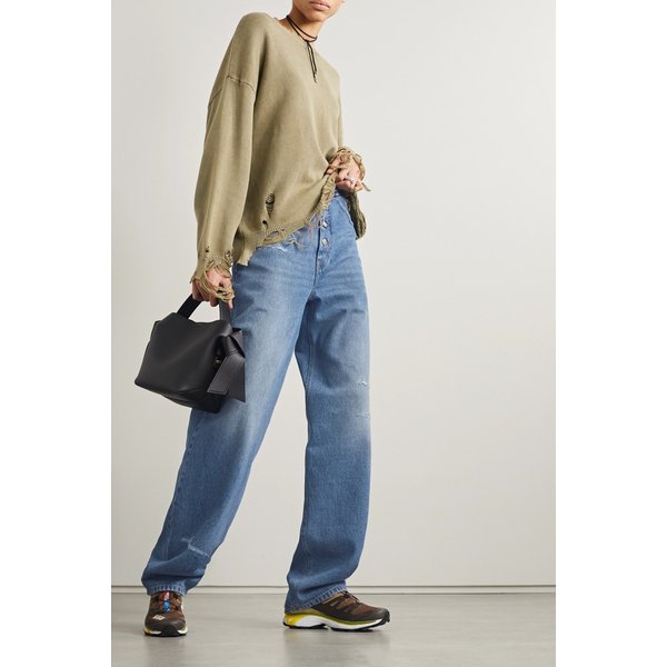 MM6메종마르지엘라 디스트레스드 하이 라이즈 테이퍼드 진 미드 데님 1647597289616079