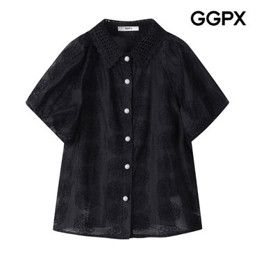 GGPX 진주 버튼 레이스 이너 세트 블라우스 (GP6SH009F)