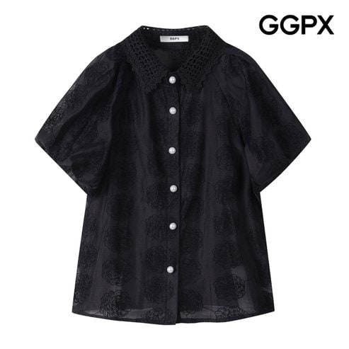 GGPX 진주 버튼 레이스 이너 세트 블라우스 (GP6SH009F)