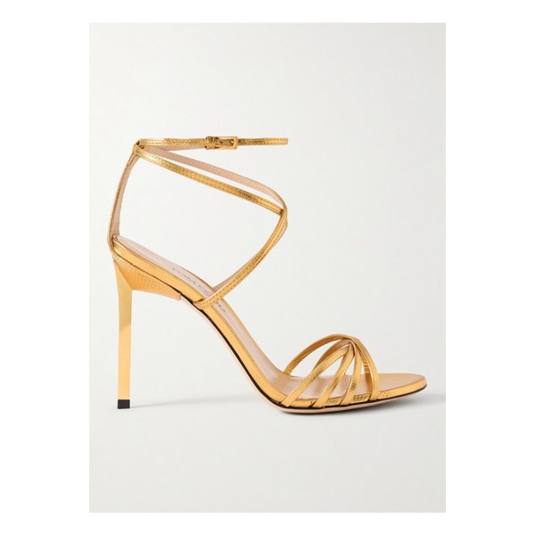 메탈릭 리자드 이펙트 가죽 샌들 골드 1647597349364195