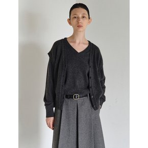 V-Neck Vest Cardigan_Charcoal