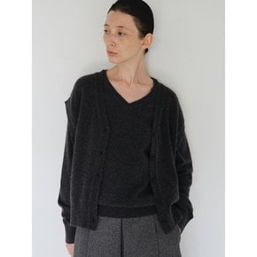 V-Neck Vest Cardigan_Charcoal