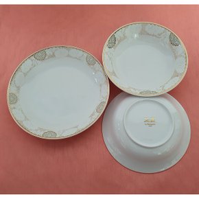 국화문 접시3p 골드디자인 과일접시 반찬용 찬기~