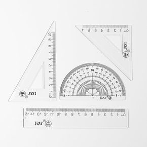 각도기 제도 세트 4종세트 투명 제도용자 삼각자
