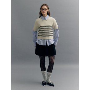TUCK STRIPE HALF SLEEVE KNIT (sand ivory)
