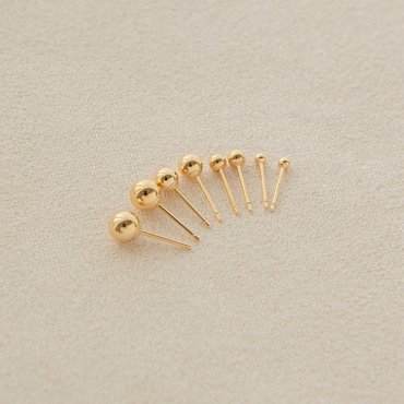 룬느 14k 베이직 볼 귀걸이 (14k골드) ES02 [4mm]
