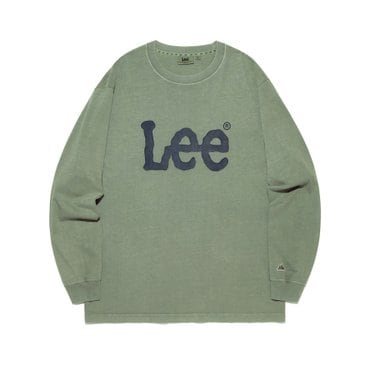 LEE 빅 트위치 로고 다잉 긴팔 티셔츠 피그먼트 그린 LE2503LT11GP