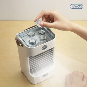 일우 이동식 싱글 무선 미스트 얼음선풍기 에어쿨러 미니냉풍기 자동회전 IW-G777