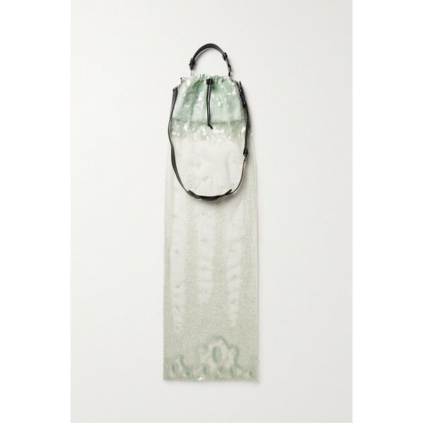 식스틴 알링턴 아가사 가죽 새틴 장식 튤 숄더 백 민트 1647597317262289