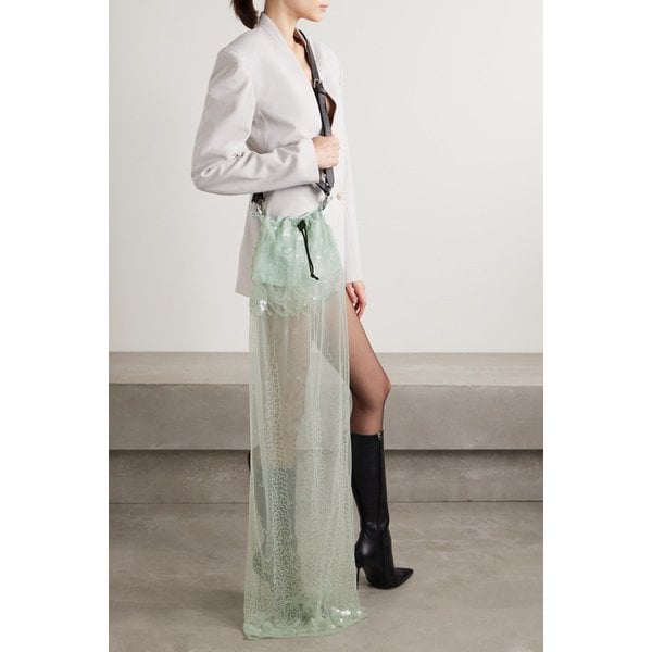 식스틴 알링턴 아가사 가죽 새틴 장식 튤 숄더 백 민트 1647597317262289