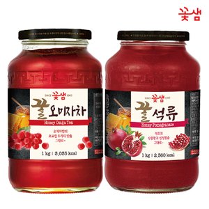 꽃샘 꿀 오미자차 1KG +꿀 석류차 1KG (과일청)