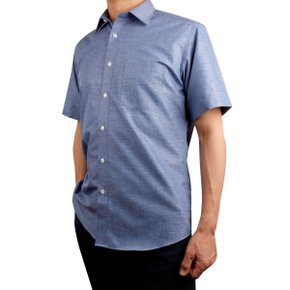 여름 쿨 반소매 일반핏 솔리드 블루 필라필 남성 남방셔츠
