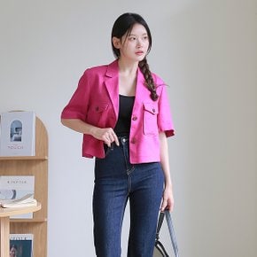 [최초가 99,000원][르포엠]프렌치 린넨 루미에 크롭 자켓