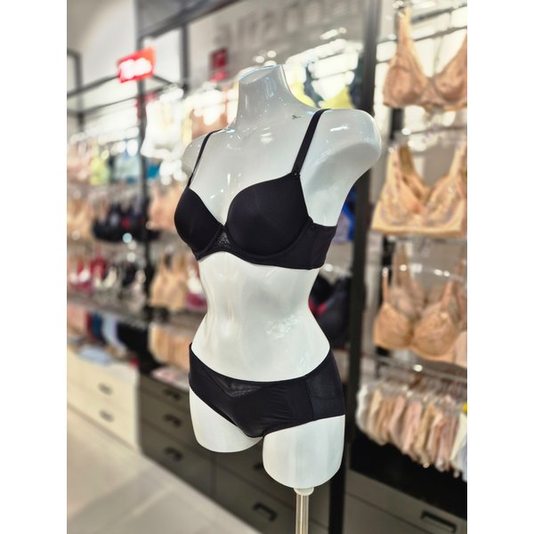 [시흥점] S 비너스 ) 오르화 스트레치 슬림컵 미니마이저 브라, 헴팬티 세트 [OBR6837/OPT6837H-BK]