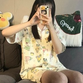[해피템] 굿나잇 스폰지밥 반팔 파자마 세트 여름 잠옷 홈웨어