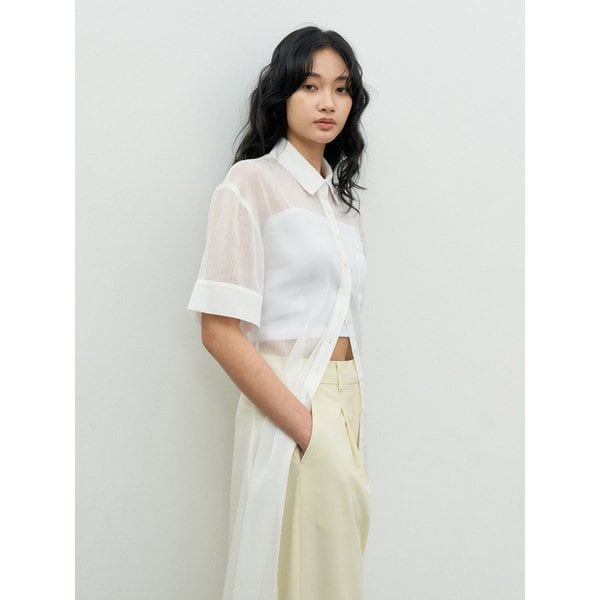 MAXI SEE-THROUGH SHIRT DRESS WHITE MBESTO009WH