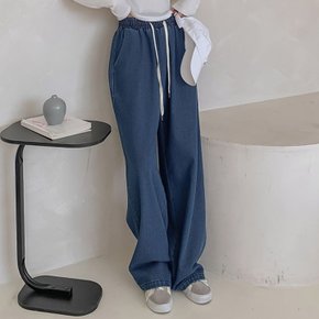 멜넨 밴딩 데님 와이드 팬츠