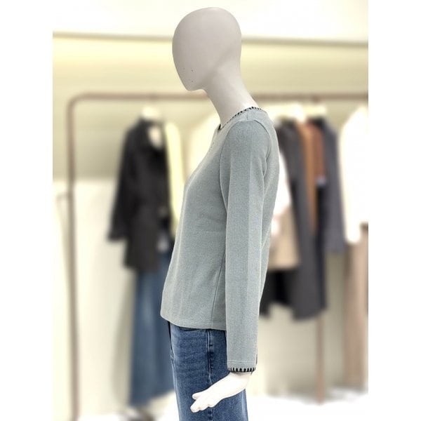 [부산점] [씨씨콜렉트] 라운드 스티치 배색 자수 티셔츠 (E254PSM135)