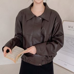 매니시시크 루즈핏 절개 레더 자켓_F5058