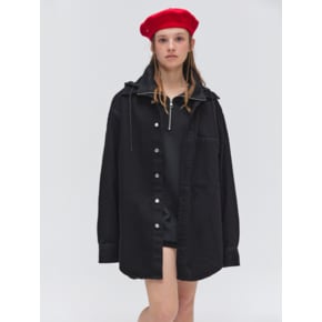 Denim Outer Shirt - Black(Hood Detachable)