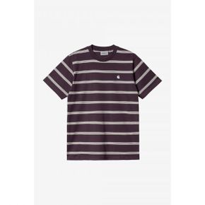 반팔 글로버 티셔츠 GLOVER STRIPE, DARK PLUMWAX