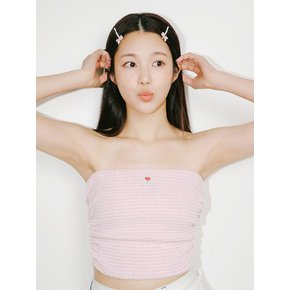 Heart Shirring Tube Top (Pink)