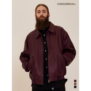 CB VEGAN LEATHER OVER JACKET(WINE)