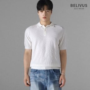 남자 부클 카라 반팔 니트 골프웨어 WS225