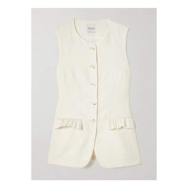 포세 마틸다 러플 리넨 베스트 아이보리 1647597359664125